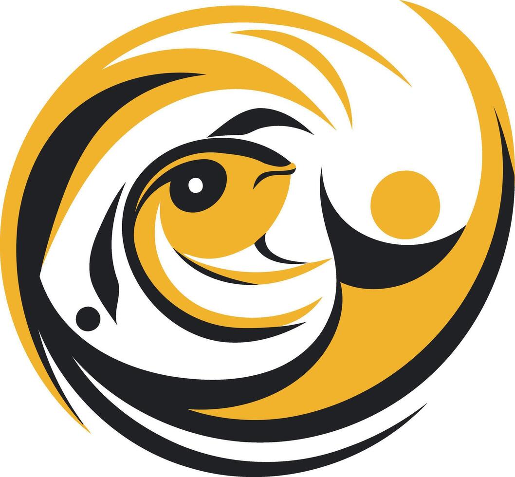 Abstract Fish Design in Yellow and Black vector