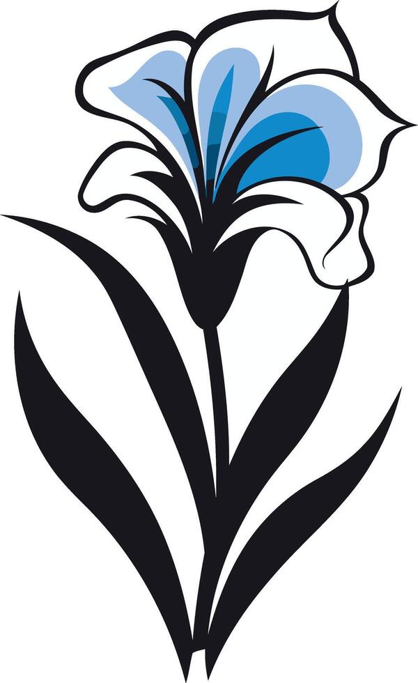 Blue and White Flower with Black Stem vector
