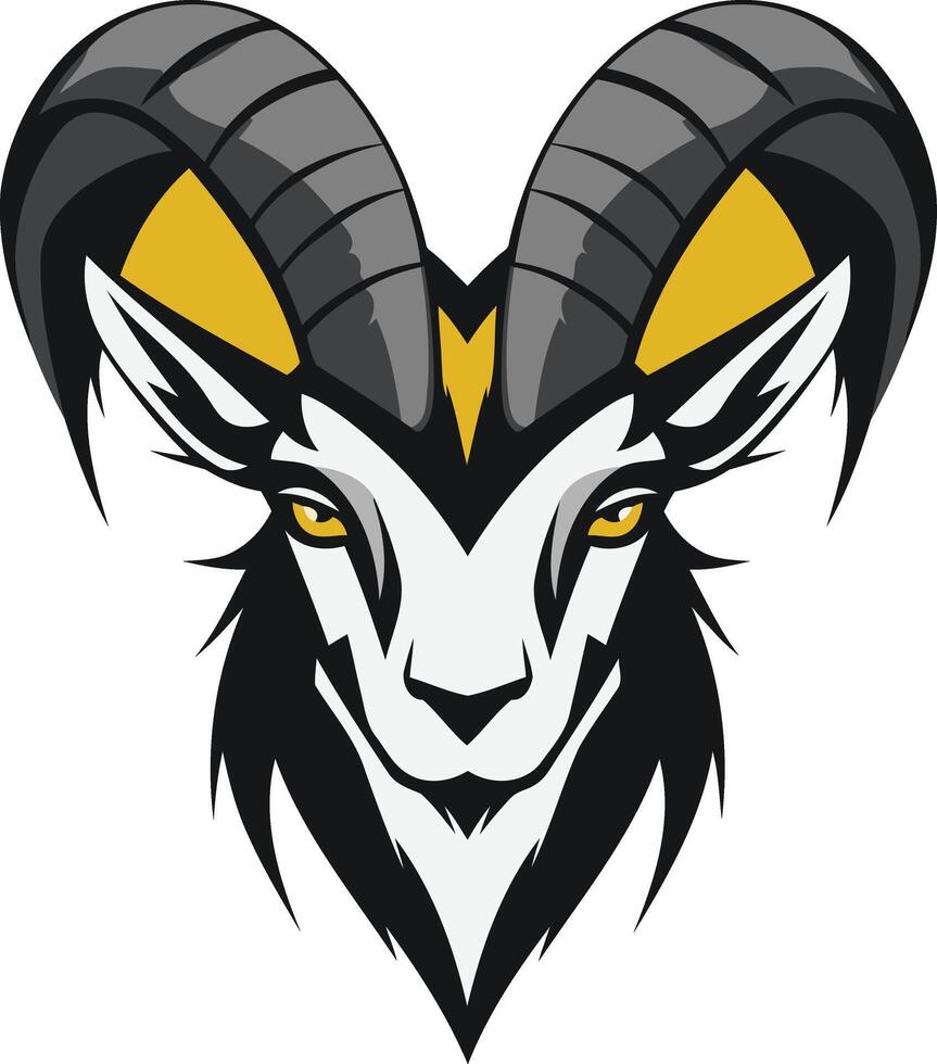 Majestic Goat with Curled Horns vector