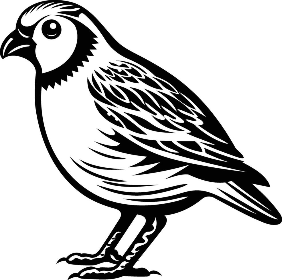 A stylized black and white illustration of a small bird, perfect for tattoo design, logo, or branding vector