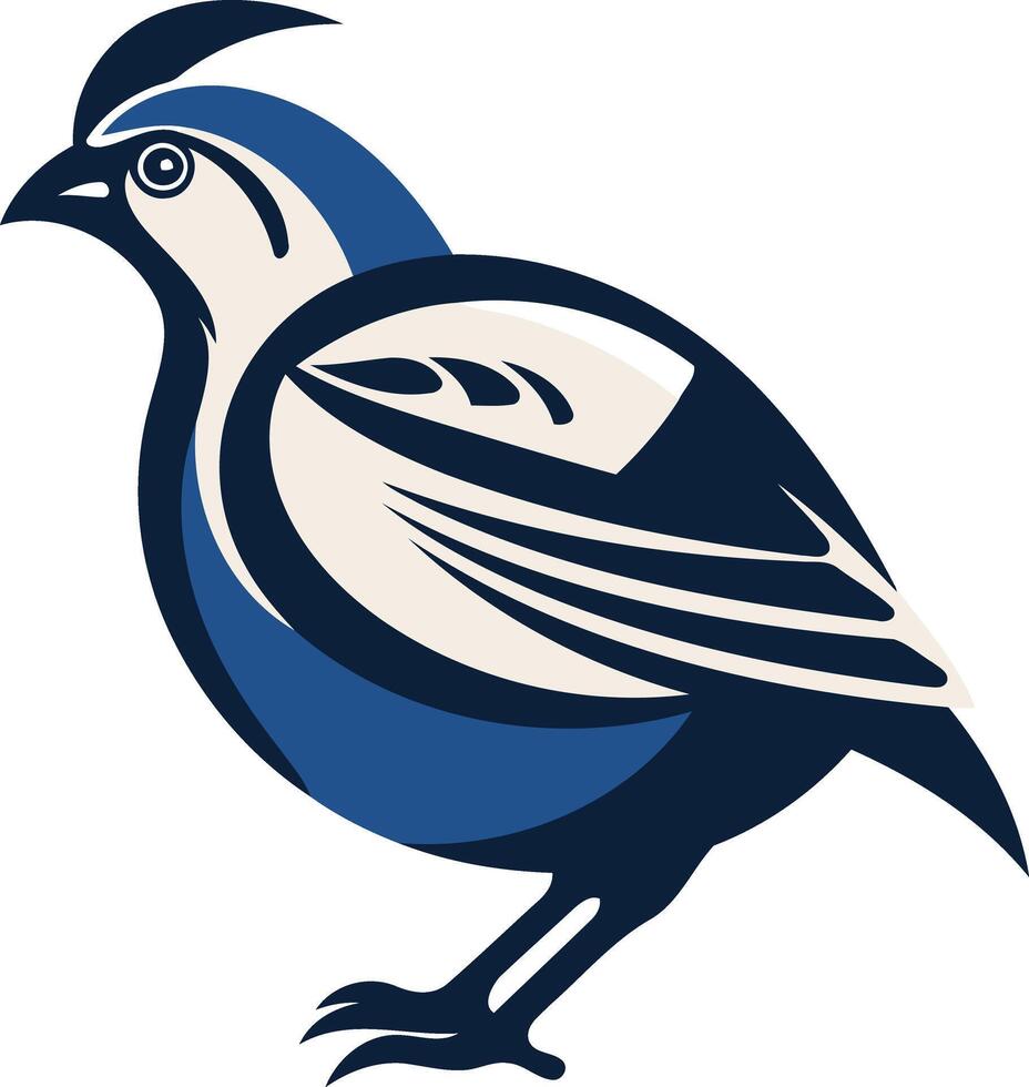 Stylized Blue and White Quail Illustration vector
