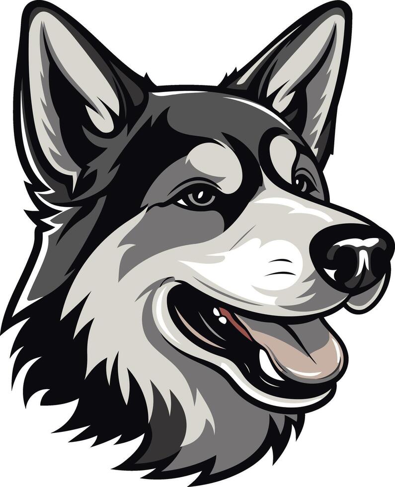 Smiling Husky Dog Portrait Illustration vector
