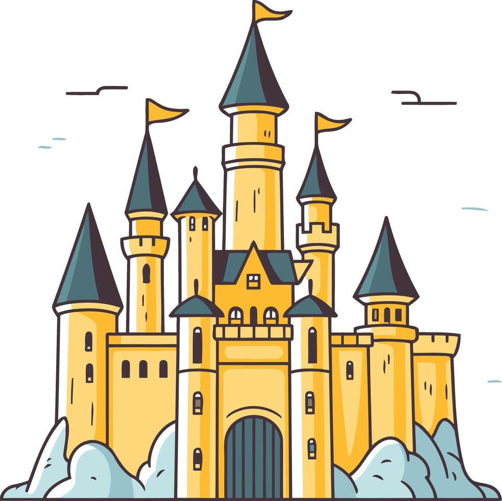 Cartoon Illustration of a Majestic Castle vector