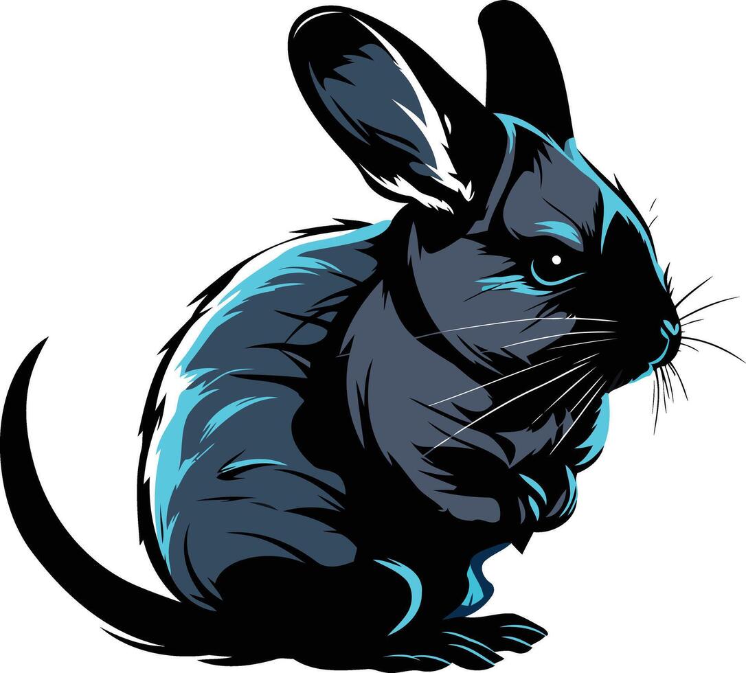 Blue and Black Chinchilla Illustration vector