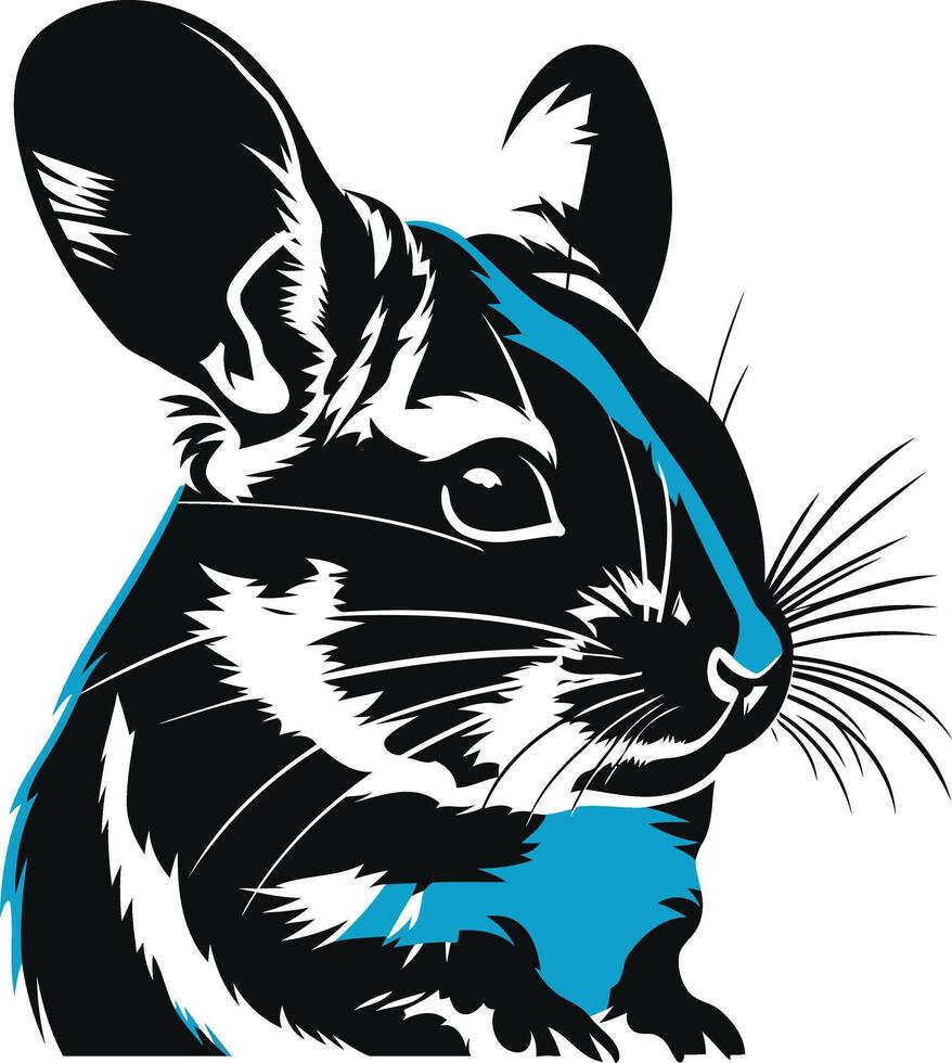 Black and Blue Chinchilla Portrait vector