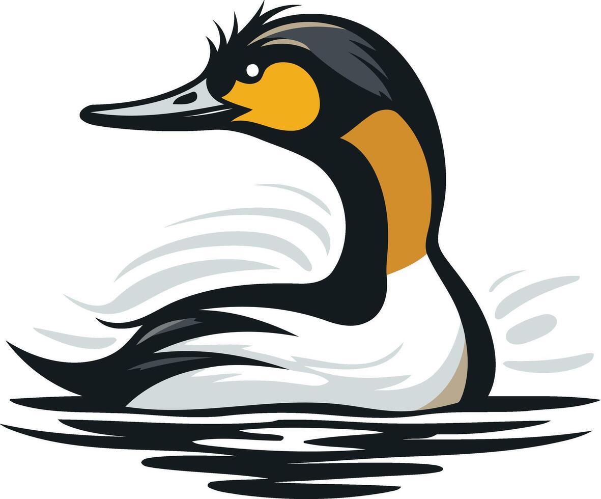 Cartoon Illustration of a Grebe Swimming vector
