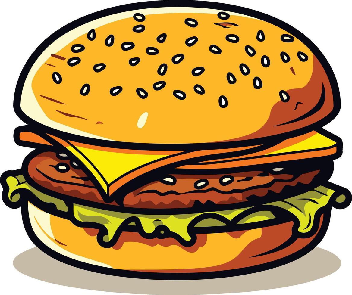 Juicy Cheeseburger with Sesame Seed Bun vector