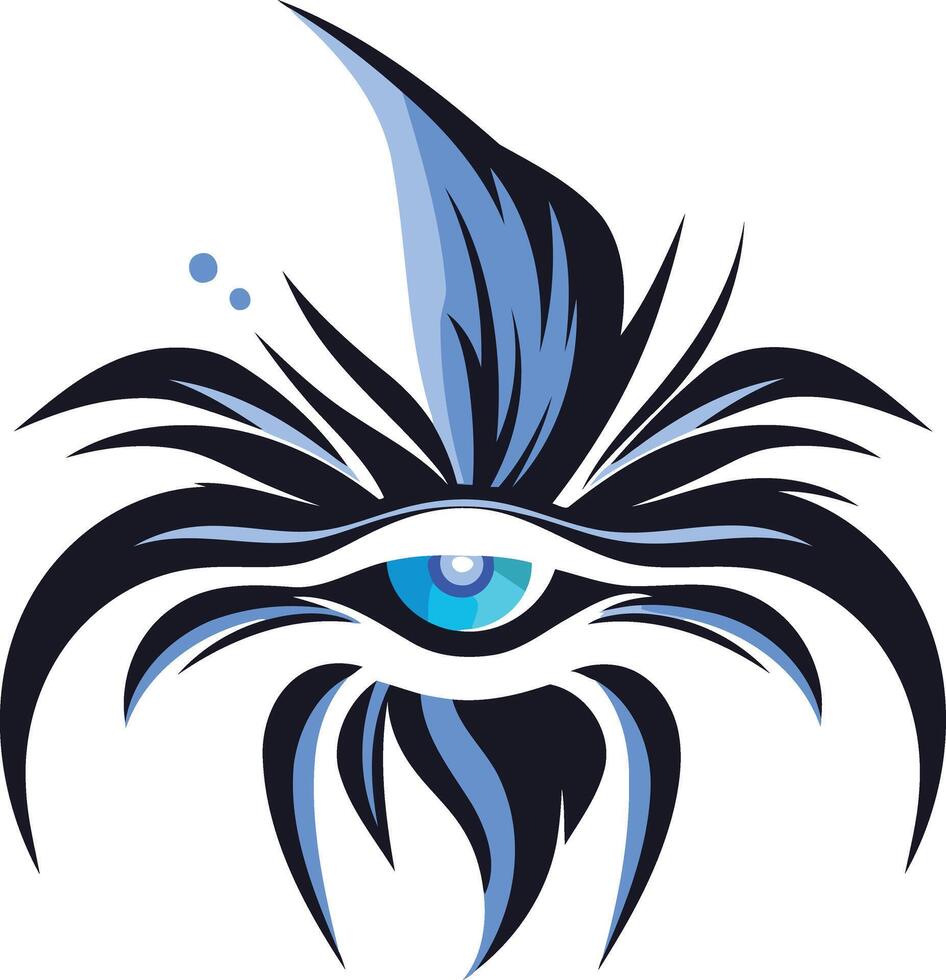 Abstract Eye with Blue and Black Feathers vector