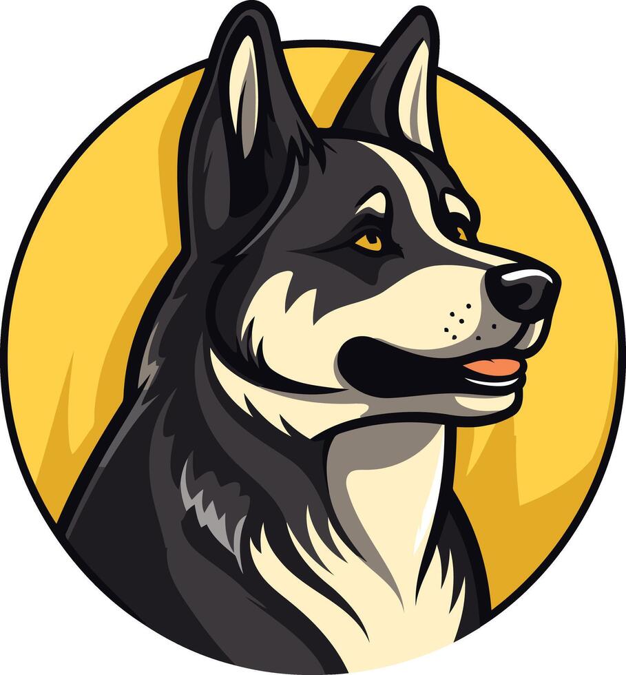 Black and White Dog Portrait vector