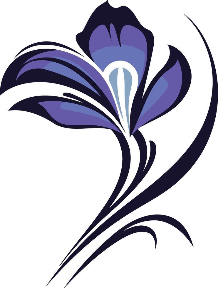 Stylized Purple Flower with Black Stem vector
