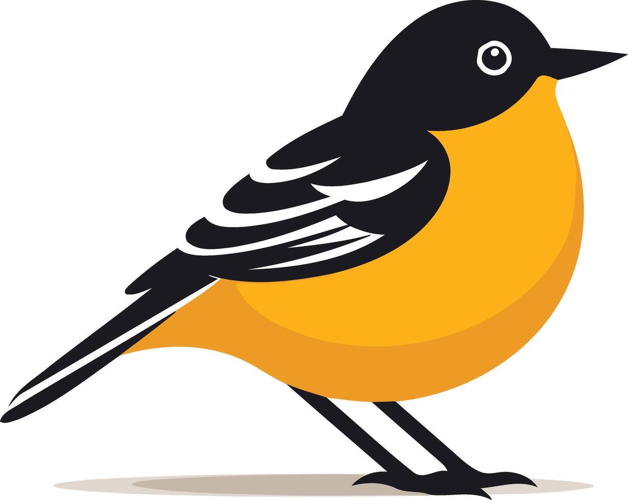 Cute Cartoon Bird with Yellow and Black Feathers vector
