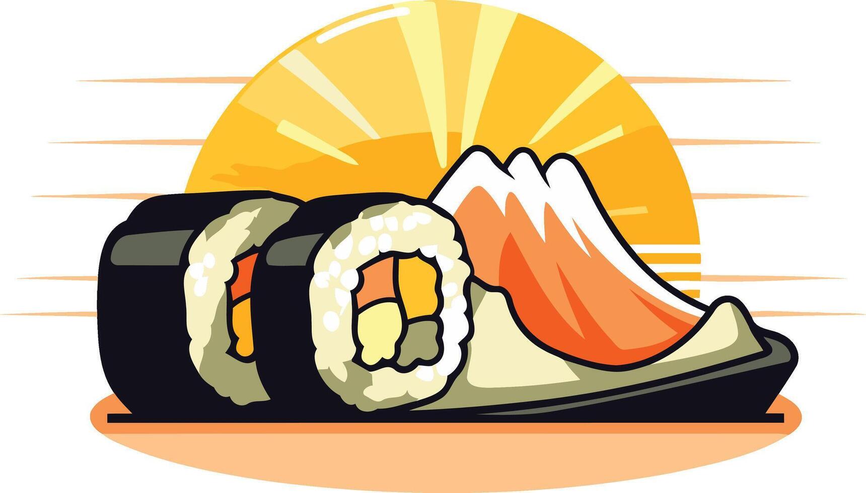 Sushi Rolls and a Sunset View vector