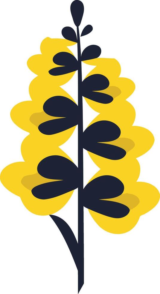 Simple Yellow and Blue Abstract Floral Design vector