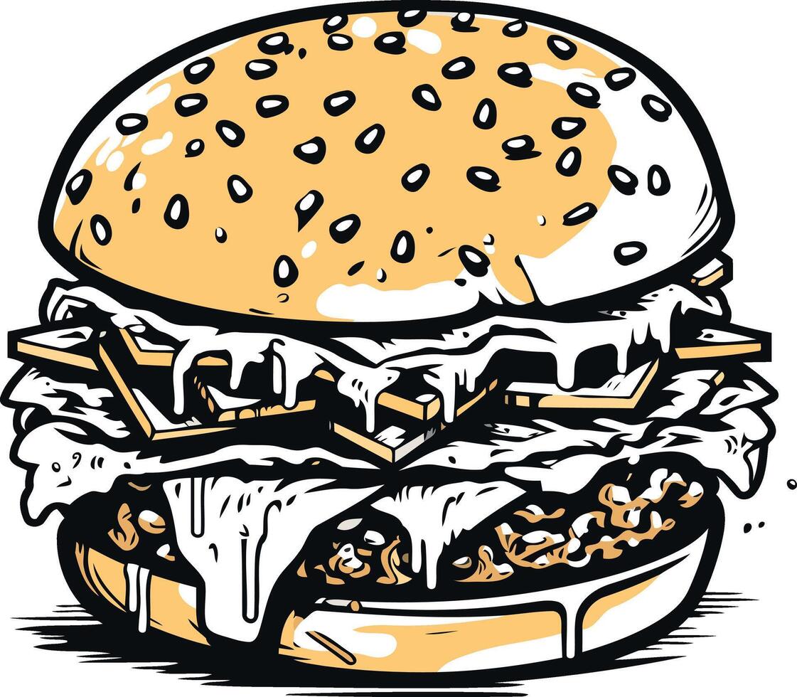 Delicious and Juicy Cheeseburger Illustration vector