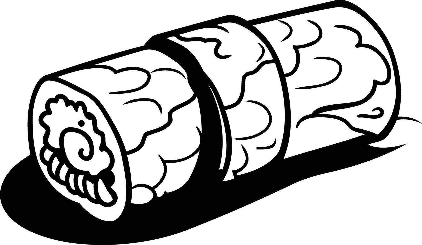 A simple line drawing of a sushi roll, perfect for illustrating your next recipe or menu vector