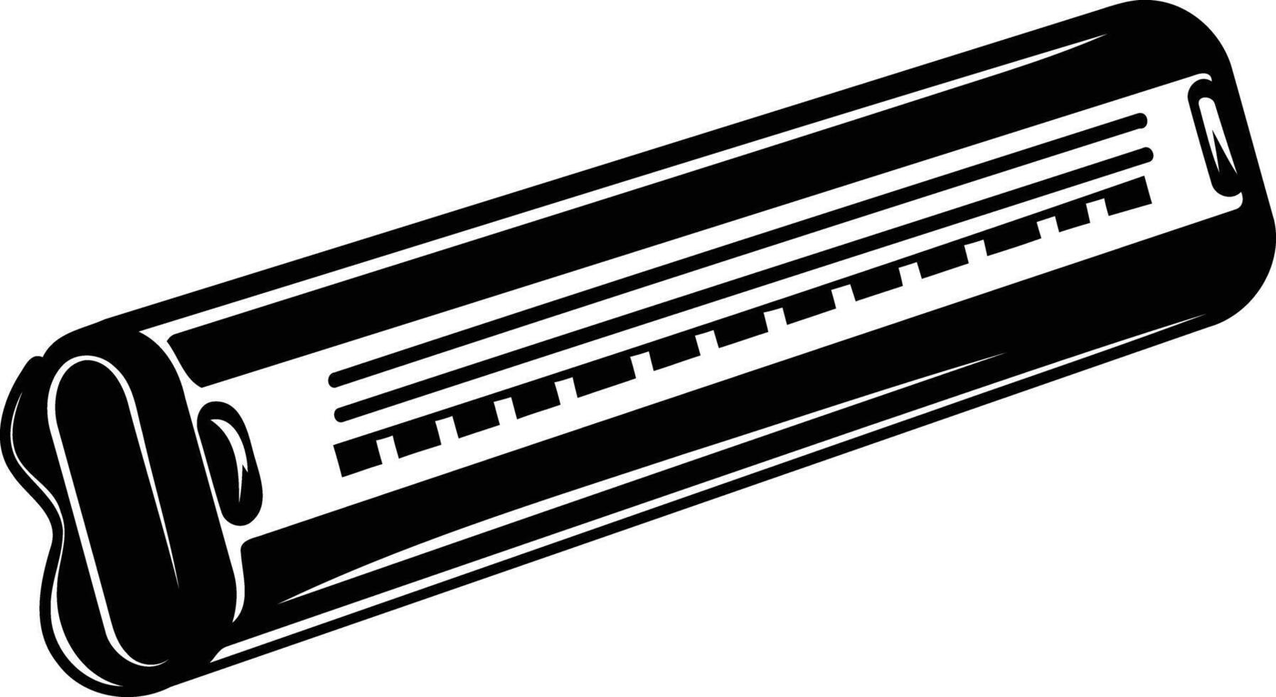 Black and white illustration of a harmonica, perfect for music and blues design projects vector