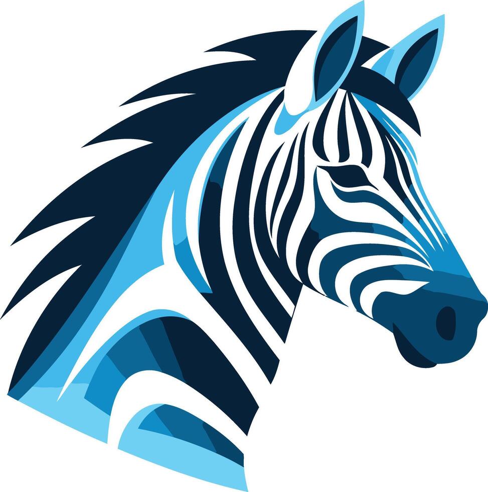 Abstract Blue Zebra Head Illustration vector