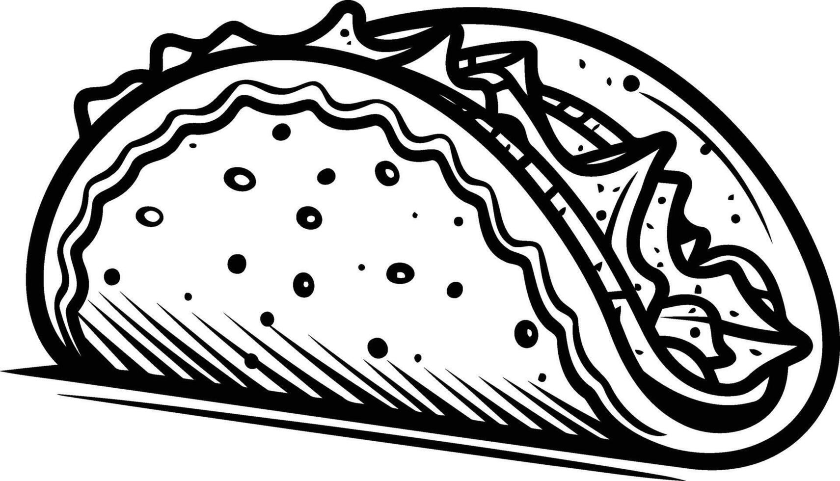 A simple, bold line drawing of a classic taco, perfect for branding, menu design, or illustrating your next culinary masterpiece vector