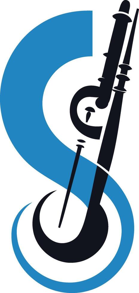Abstract Musical Note with a Blue Swirl vector