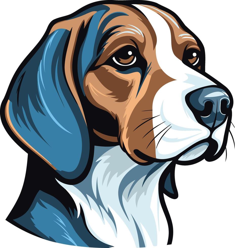 Beagle Portrait in Blue and White vector