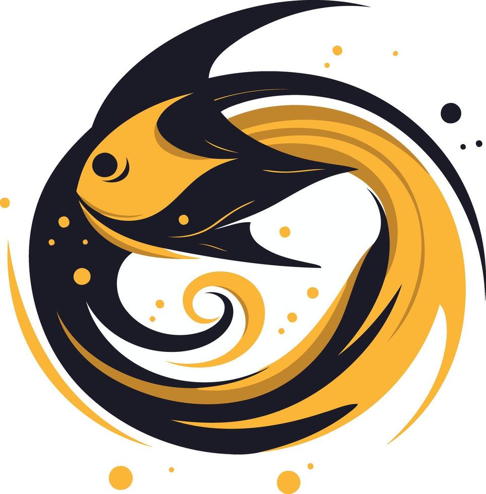 Abstract Fish Illustration with Swirling Pattern vector