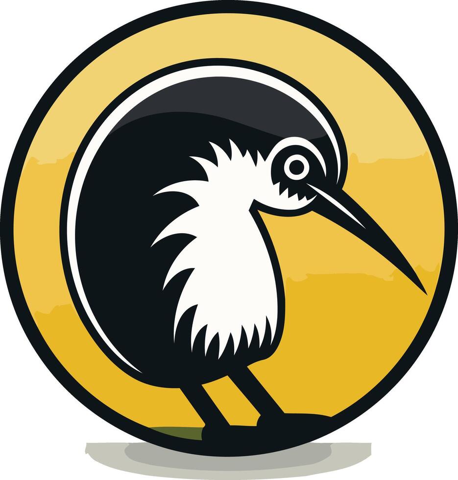 Kiwi Bird Illustration in a Circle vector