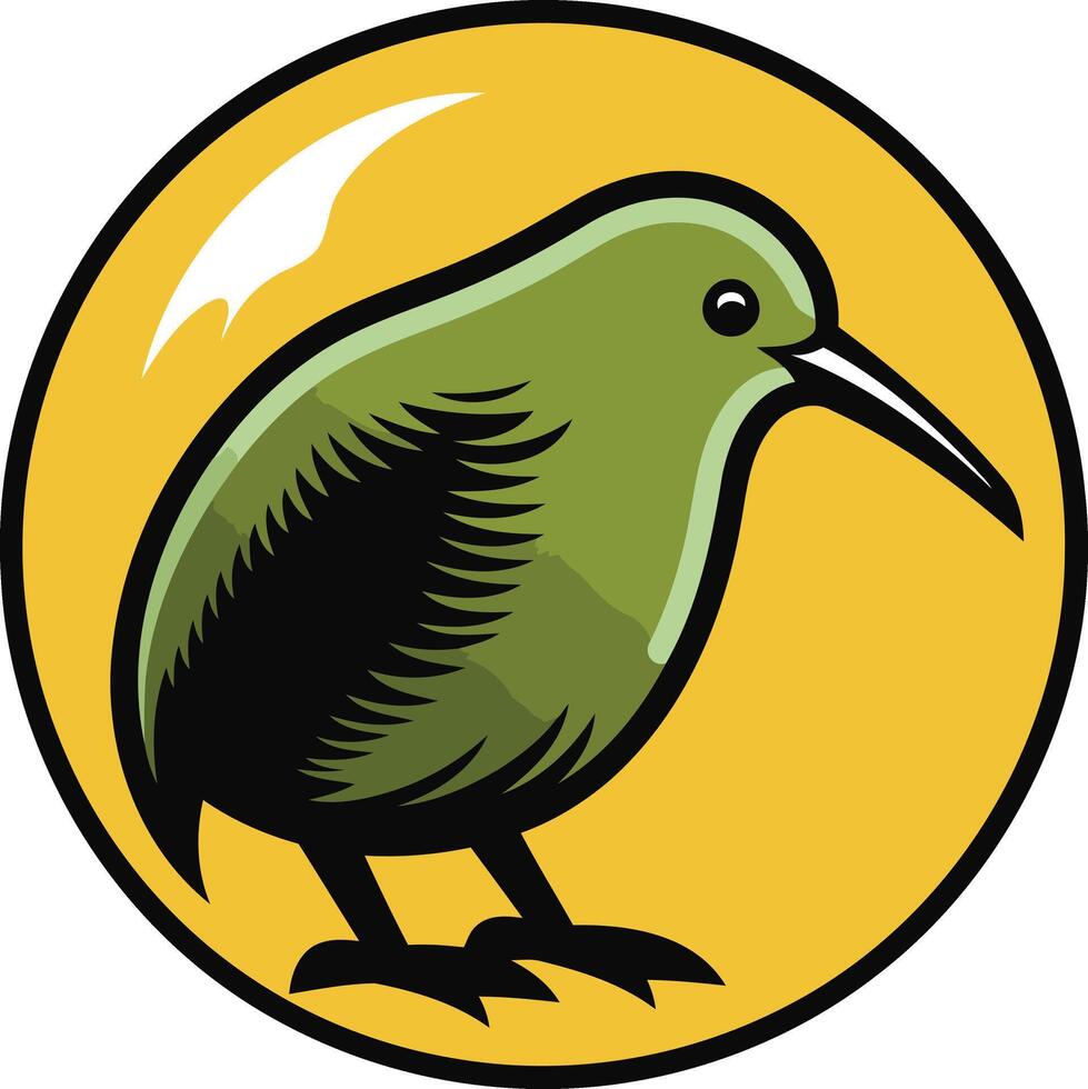 Kiwi Bird Illustration in a Circle vector