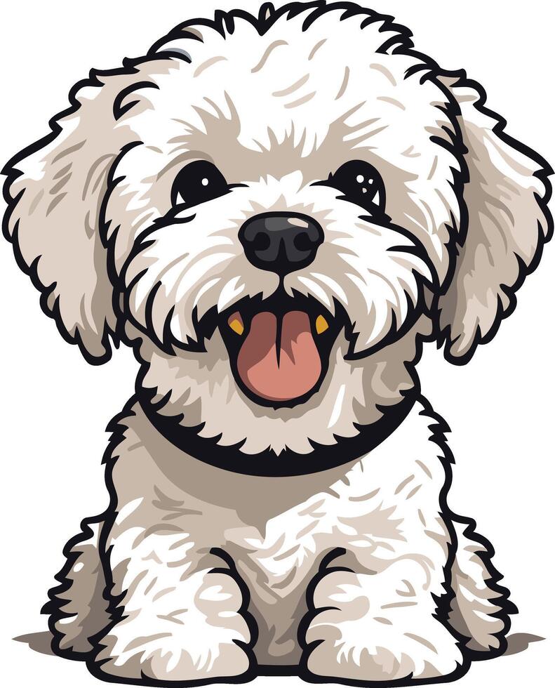 Cute Cartoon Illustration of a White Dog vector
