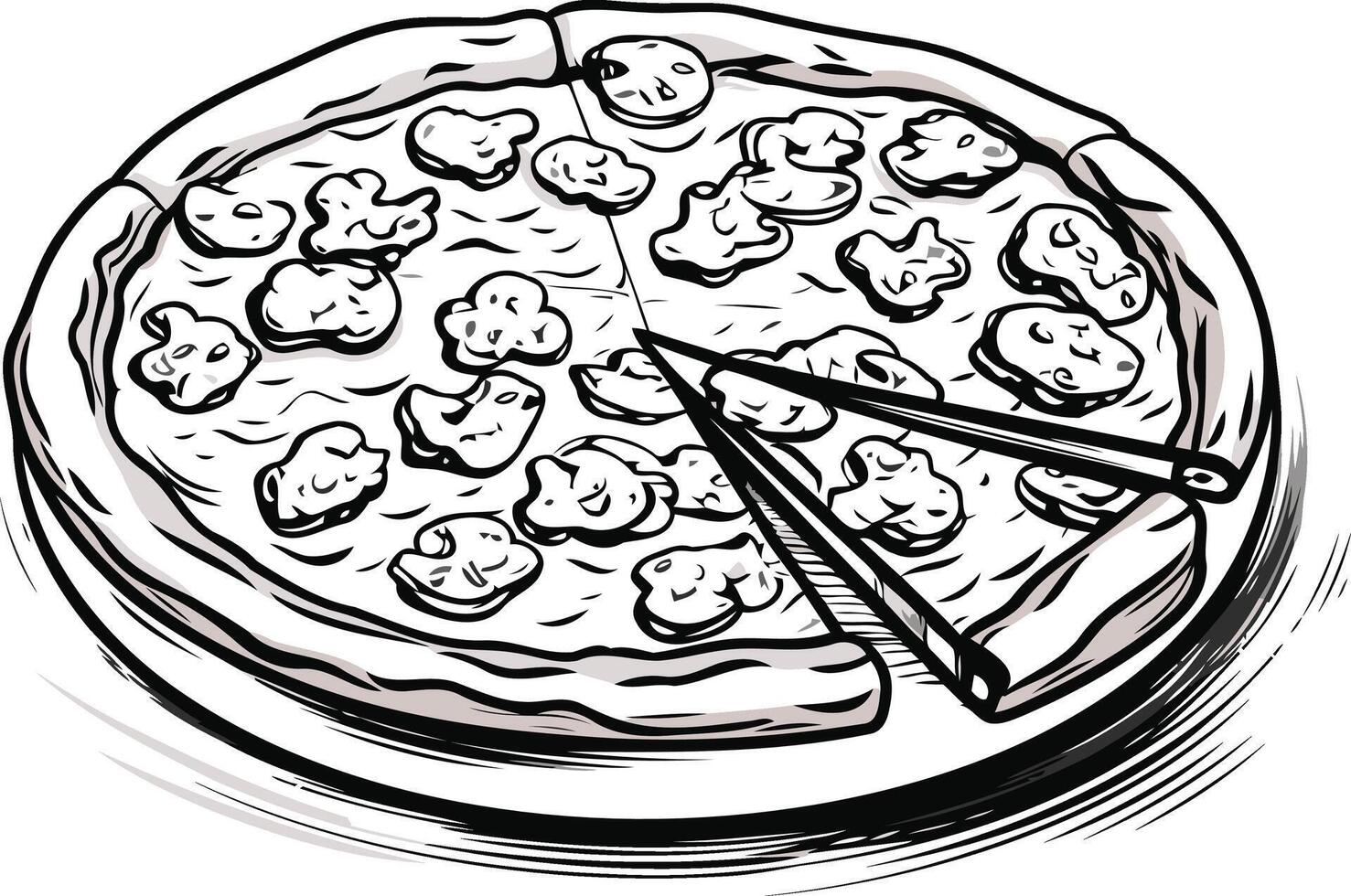 Pizza with Slices Cut Out vector