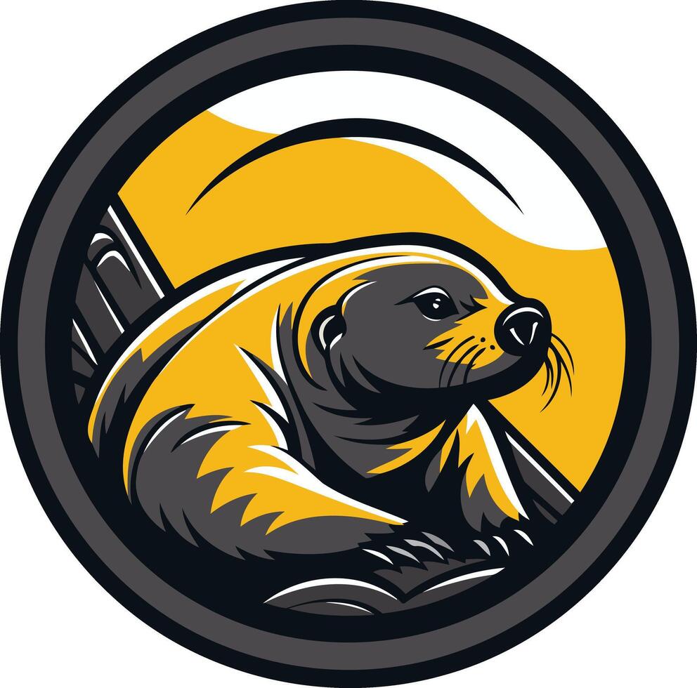 Sea Otter Mascot in a Circle vector
