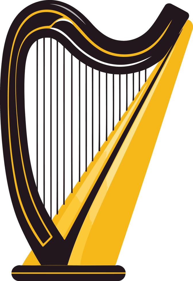 Simple Illustration of a Harp with Black and Gold vector