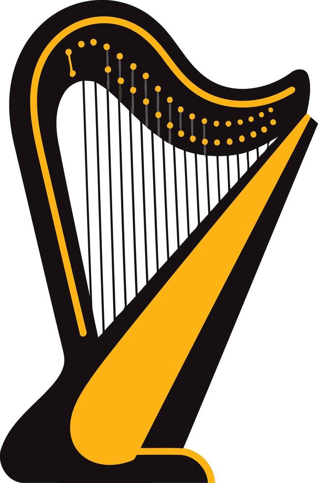 Black and Yellow Harp Illustration vector