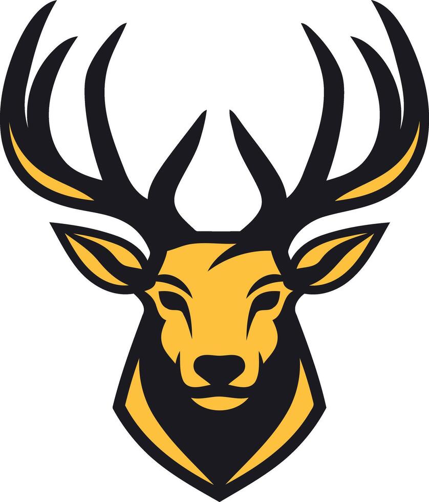 Yellow and Black Deer Head Logo vector