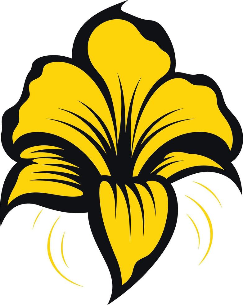 Stylized Yellow Flower with Black Outline vector