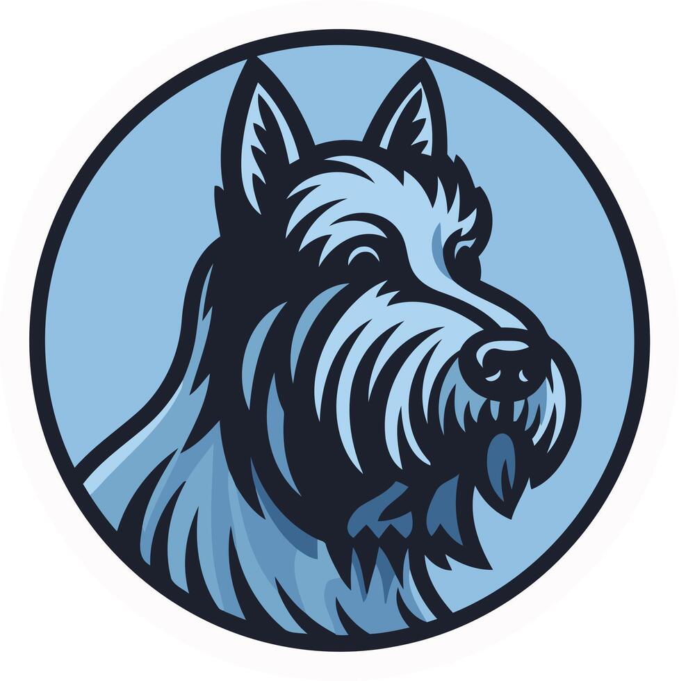 Scottie Dog Portrait in Blue Circle vector