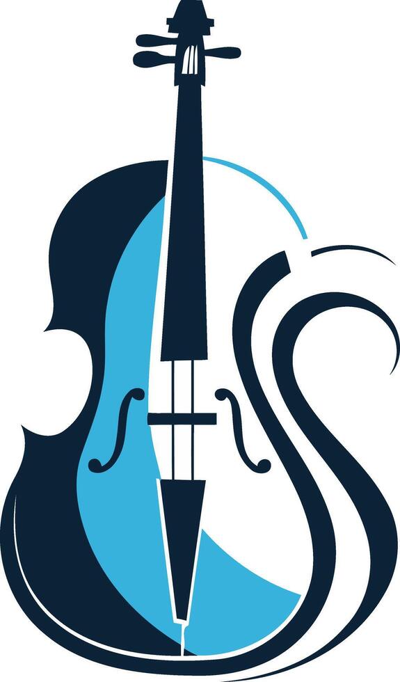 Abstract Cello with Blue and Black Swirls vector