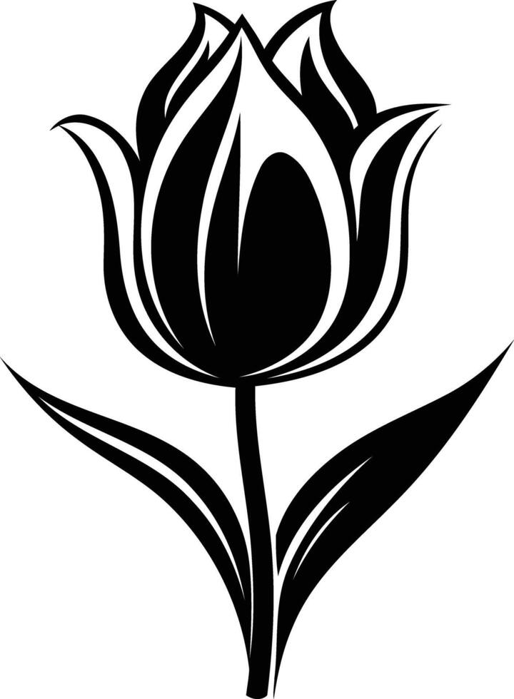 A simple yet elegant black and white silhouette of a tulip flower vector
