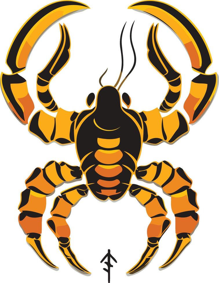 Stylized Black and Yellow Crab Illustration vector
