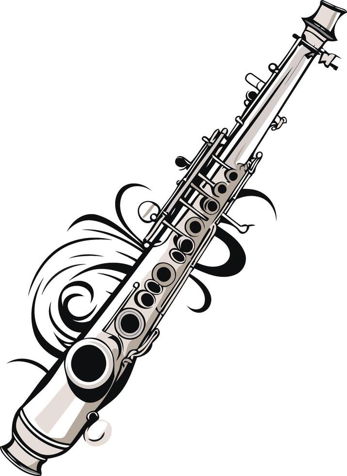 Saxophone with Artistic Swirls vector