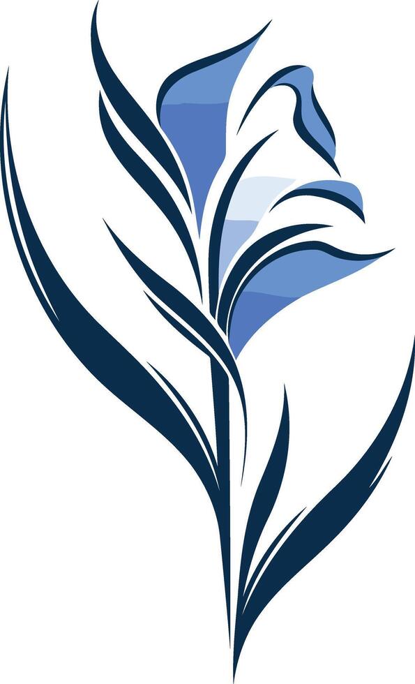 Stylized Blue Flower with Elegant Lines vector