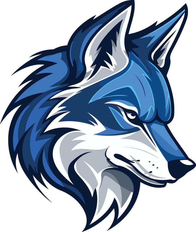 Blue Wolf Mascot Head vector