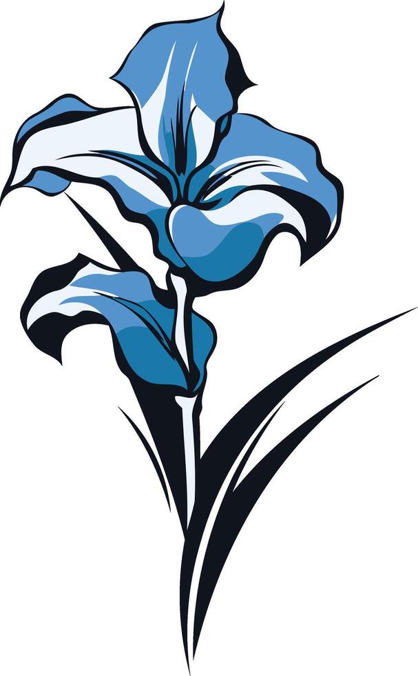 Blue Iris Flower Illustration vector