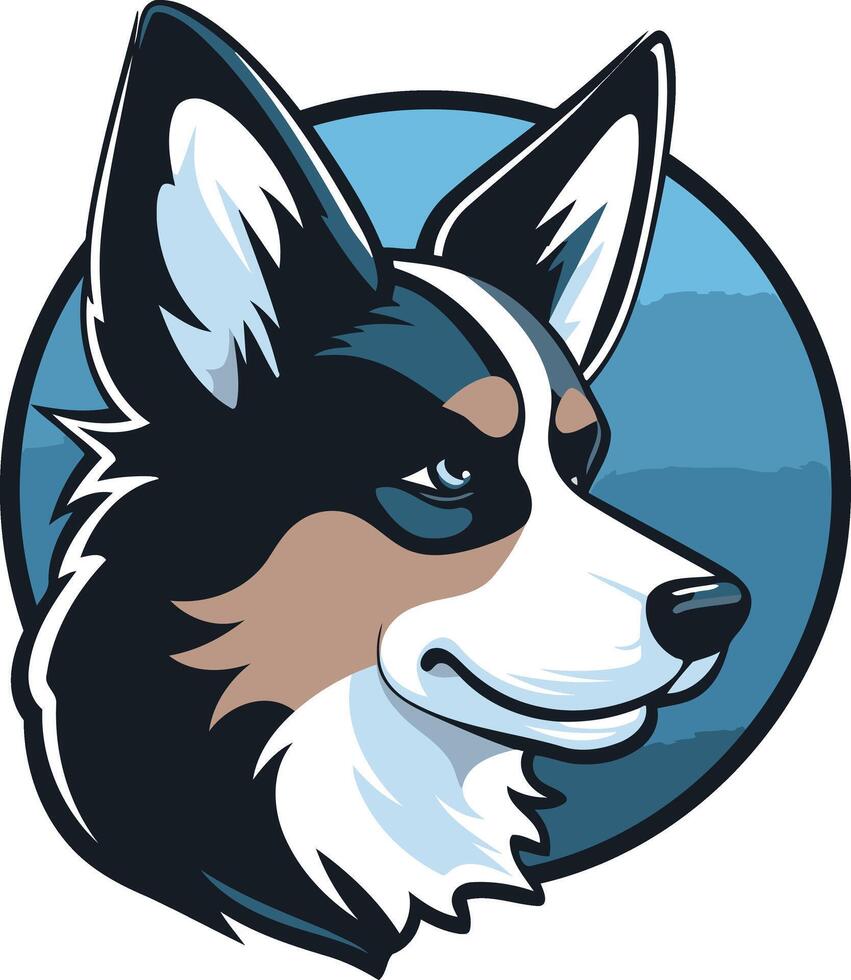 Cartoon Portrait of a Black and White Dog vector