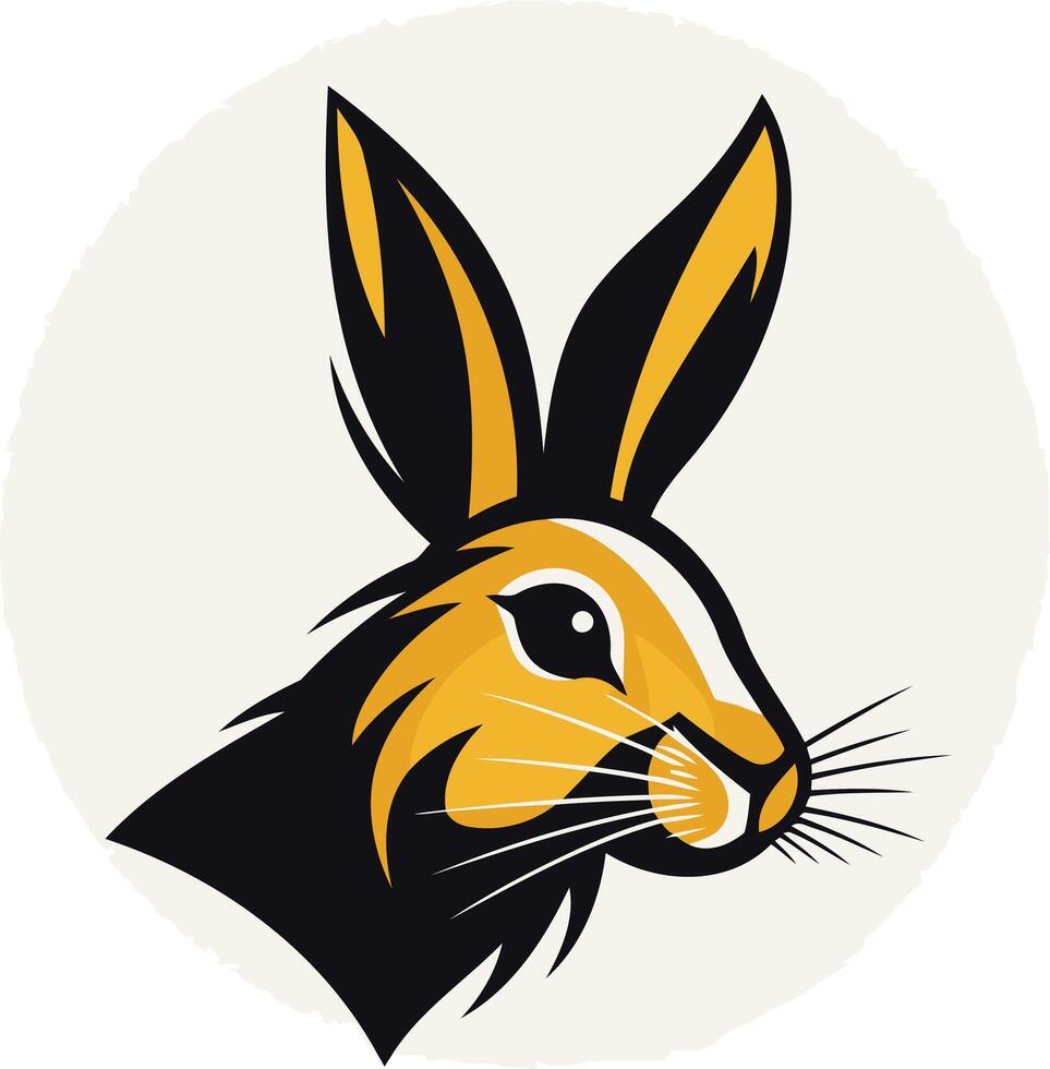 Black and Yellow Rabbit Head Illustration vector