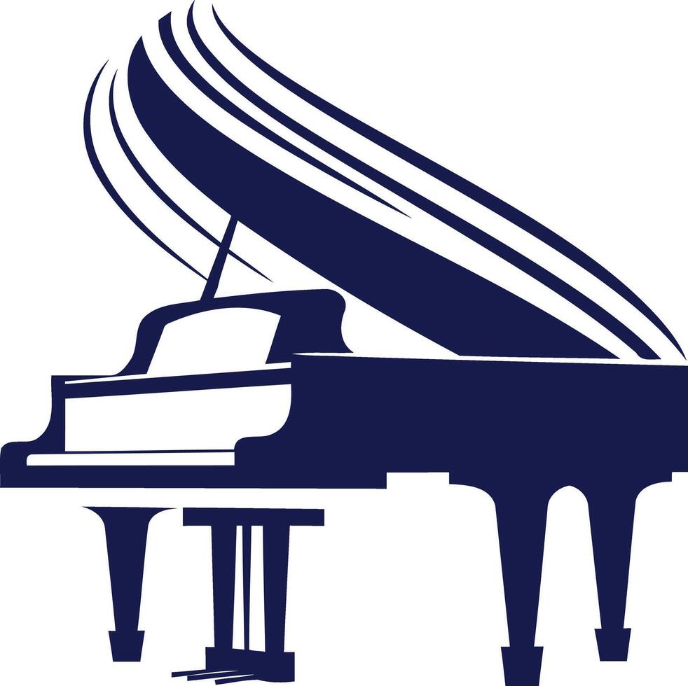Blue Silhouette of a Grand Piano vector