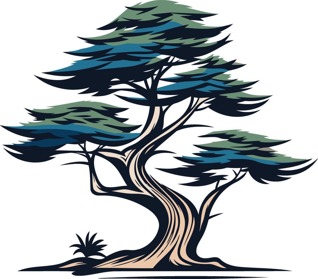 Stylized Illustration of a Bonsai Tree vector