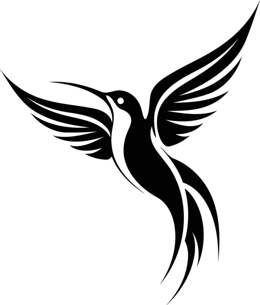 Stylish black and white hummingbird tattoo design vector