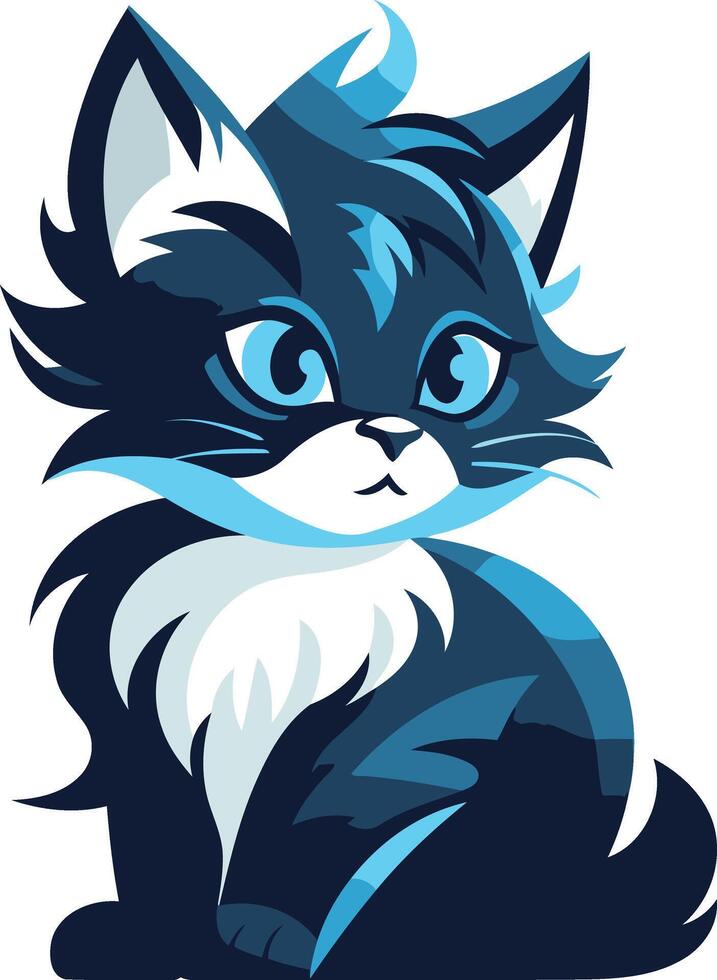 Blue and White Kitten Illustration vector
