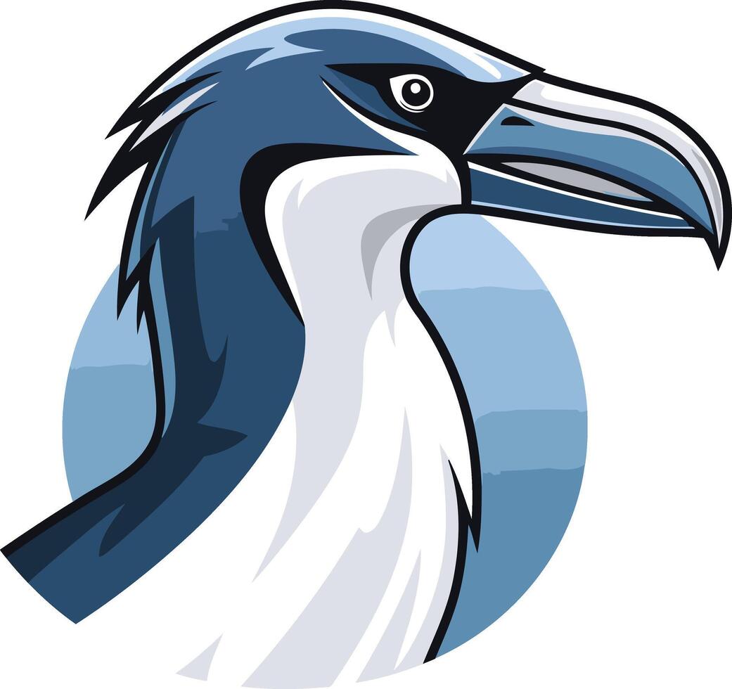 Blue and White Seabird Head Illustration vector