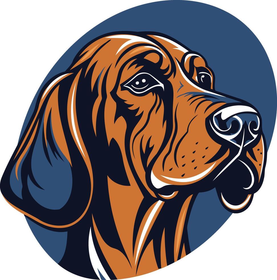 Portrait of a Loyal Hound Dog vector